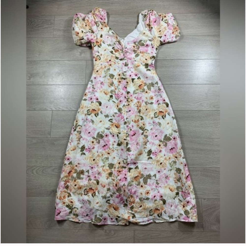 Forever New Tilly Linen Twist Front Midi Dress